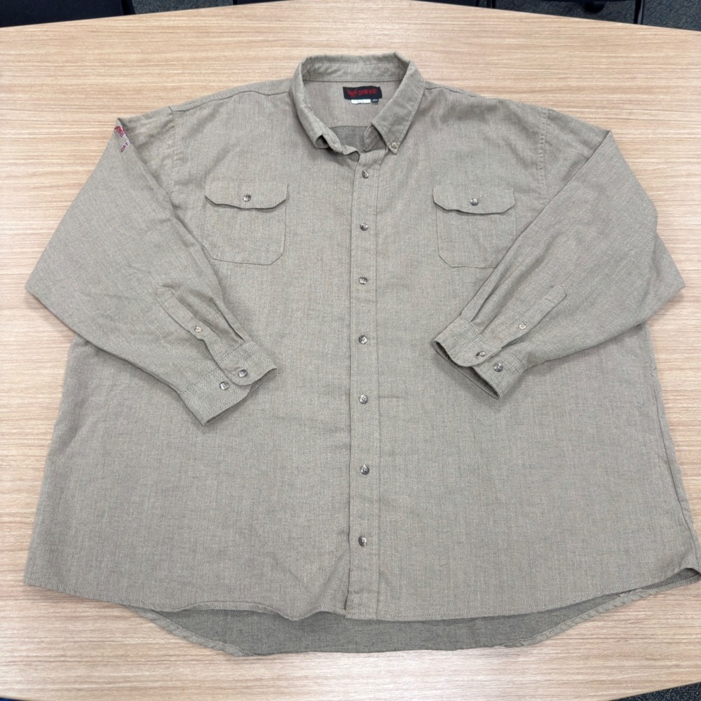 DRIFIRE FR Flame Resistant Work Shirt Mens 5XL Khaki Tan CAT 2 Industrial
